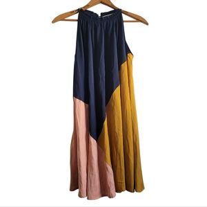 LOFT A-Line Colorblock Halter Dress Small Petite